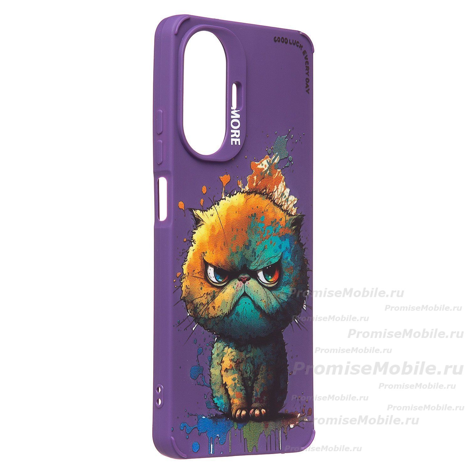 Чехол для Realme RMX3710 силиконовый (рис. 335/кот) <фиолетовый> ― 