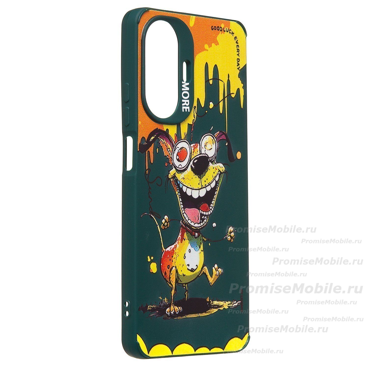 Чехол для Realme RMX3710 силиконовый (рис. 335/собака) <темно-зеленый> ― 
