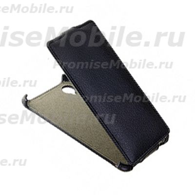 Чехол для Fly IQ4412 (Quad Coral) флип кожзам №1 <черный> ― 