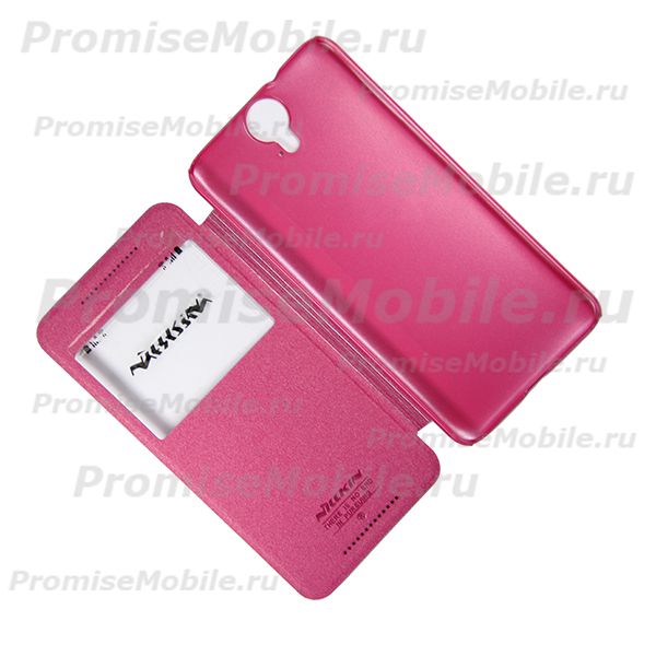 Чехол для HTC One E9 Plus флип боковой пластик-кожзам с окошком Nillkin Sparkle <красный> ― 