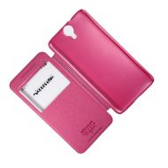 Чехол для HTC One E9 Plus флип боковой пластик-кожзам с окошком Nillkin Sparkle <красный>