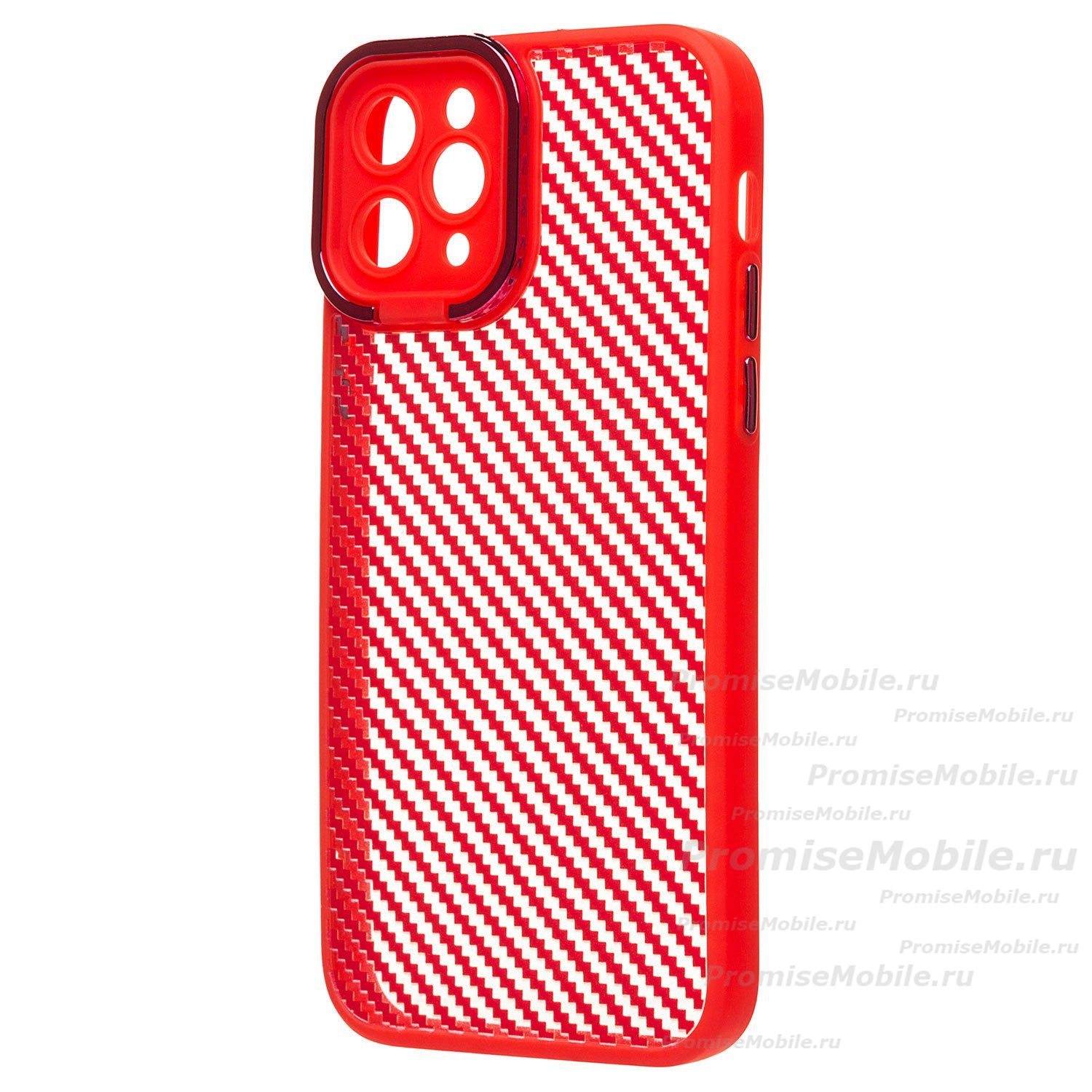 Чехол для Apple iPhone 11 Pro пластиковый вставка под карбон <красный> ― 