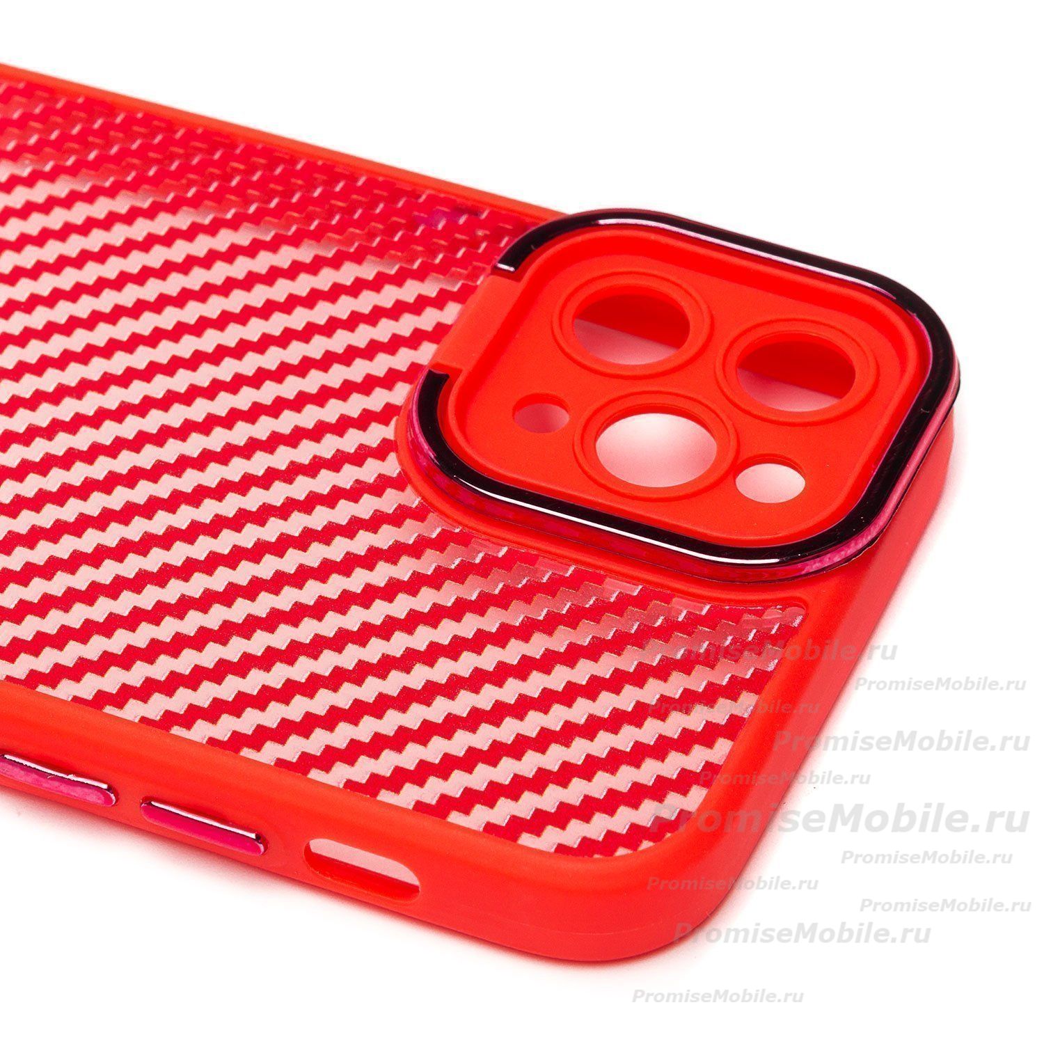 Чехол для Apple iPhone 11 Pro пластиковый вставка под карбон <красный> ― 