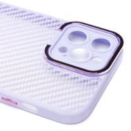 Чехол для Apple iPhone 12 Pro Max пластиковый вставка под карбон <светло-фиолетовый>