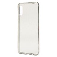 Чехол для Samsung SM-A022F (Galaxy A02) силиконовый с блестками <серо-прозрачный>