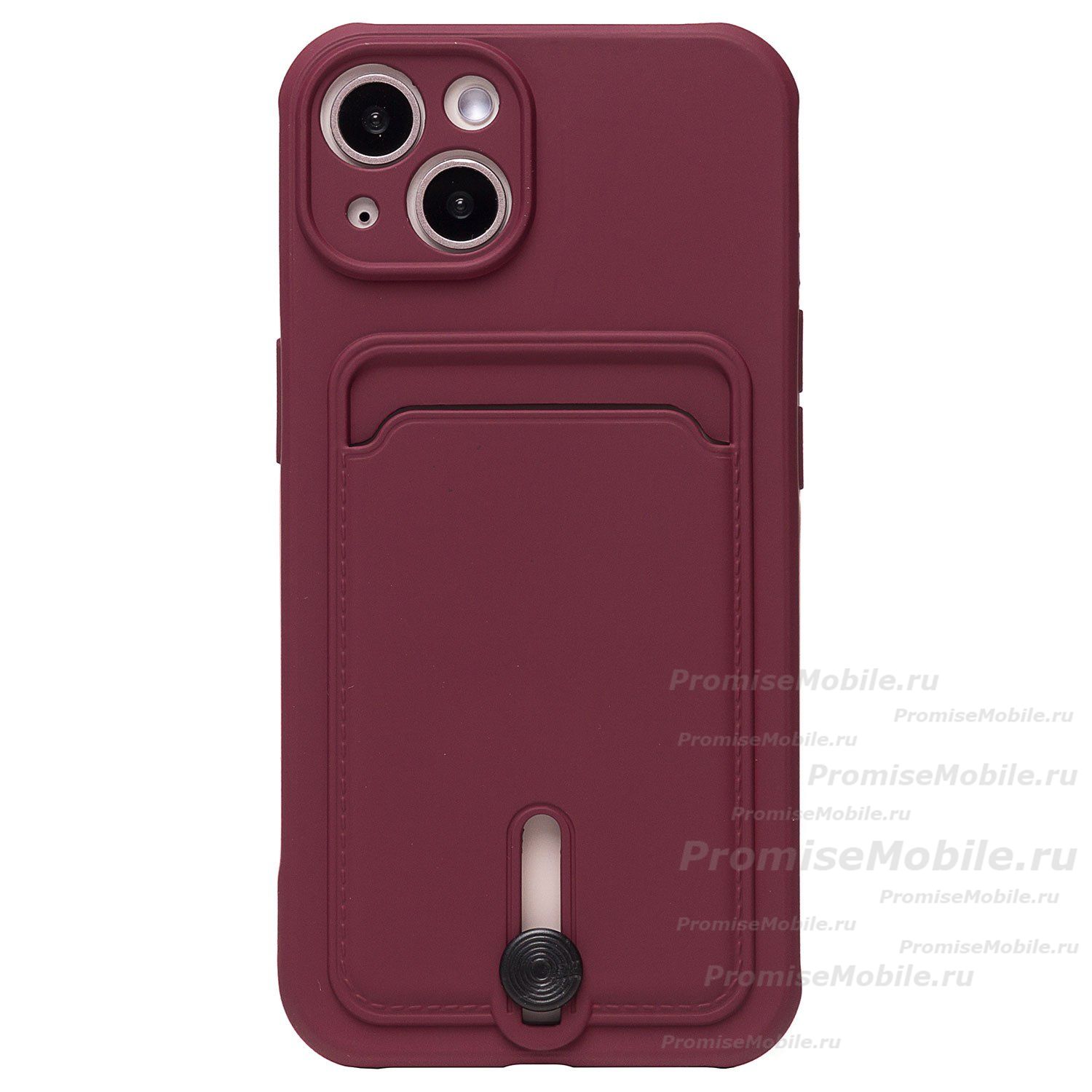 Чехол для Apple iPhone 14 силиконовый с картхолдером №4 <бордовый> ― 