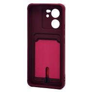 Чехол для Xiaomi 13T силиконовый с картхолдером №4 <бордовый>