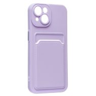 Чехол для Apple iPhone 14 силиконовый с картхолдером №6 <фиолетовый>