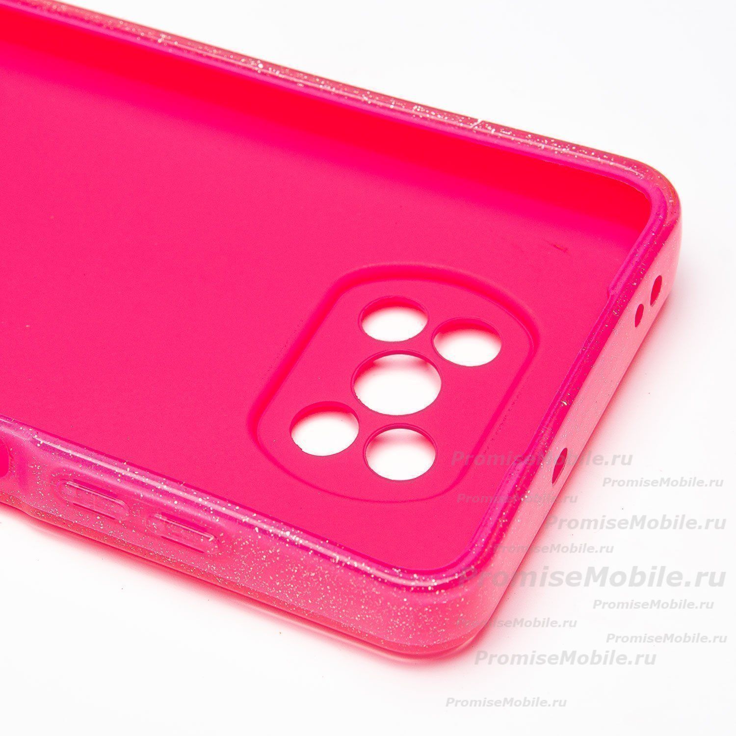 Чехол для Xiaomi M2007J20CG силиконовый с блестками №3 <розовый> ― 