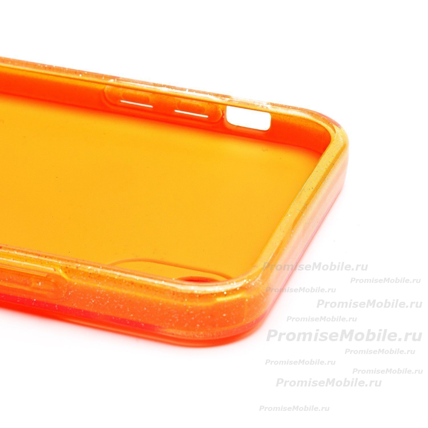Чехол для Apple iPhone XR силиконовый с блестками №3 <оранжевый> ― 