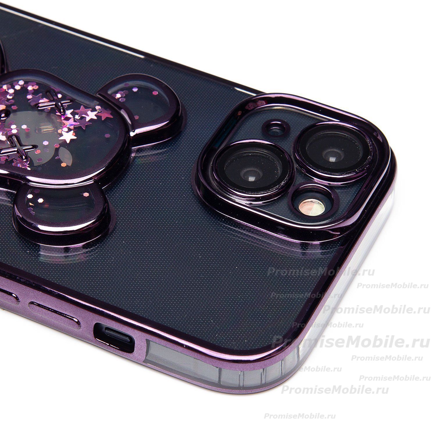 Чехол для Apple iPhone 15 силиконовый Мишка <фиолетовый> ― 