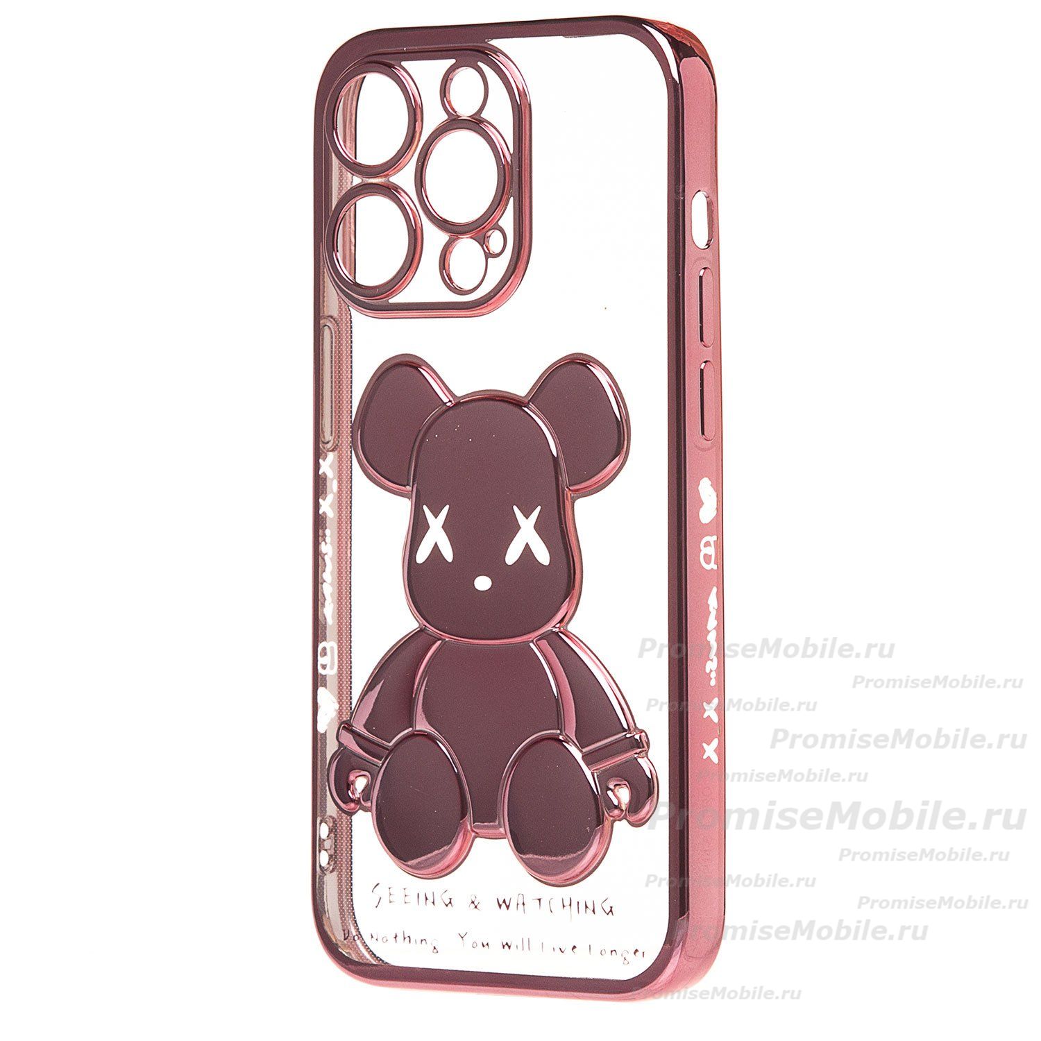 Чехол для Apple iPhone 14 Pro Max силиконовый Мишка №2 <розовый> ― 