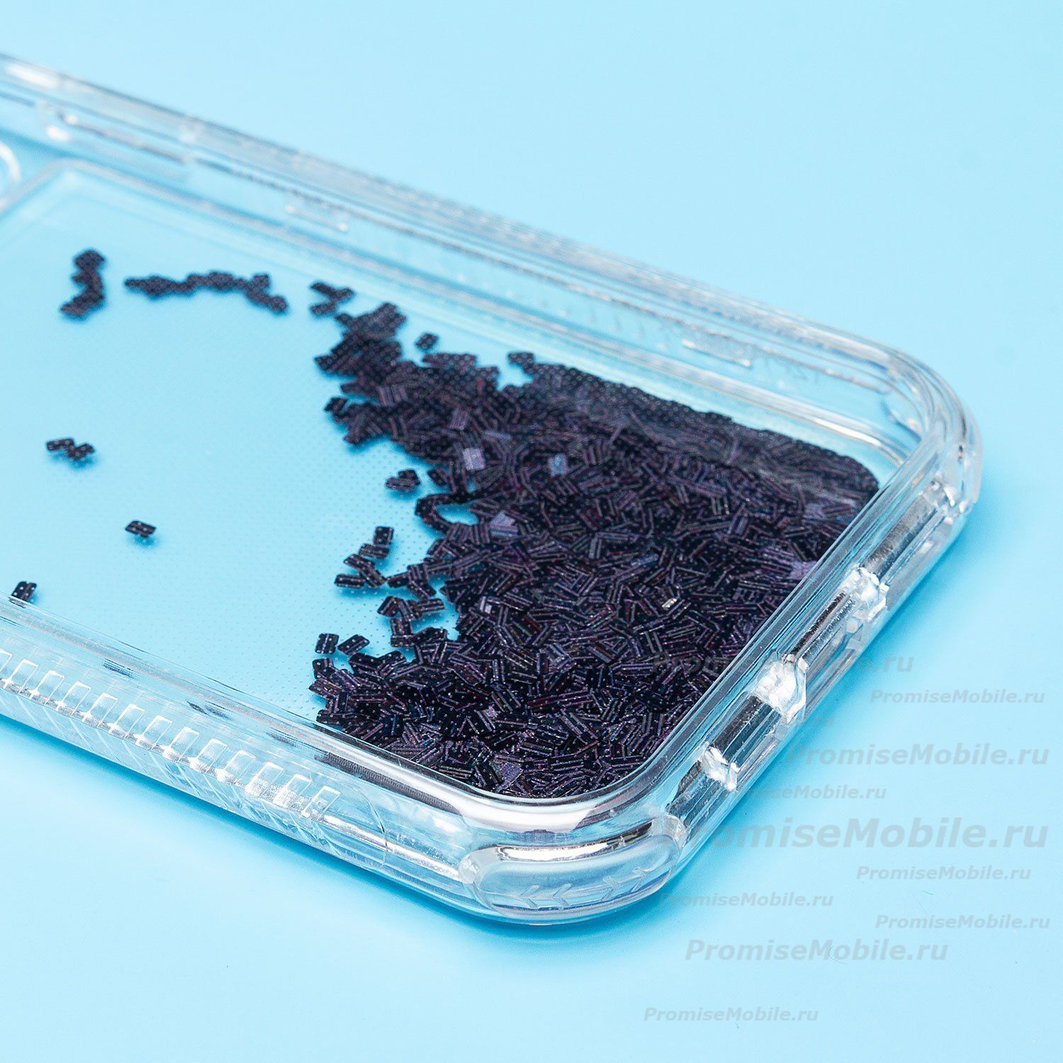 Чехол для Apple iPhone 12 Pro Max силиконовый с блестками №4 <черный> ― 
