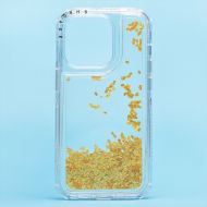 Чехол для Apple iPhone 14 Pro силиконовый с блестками №4 <желтый>