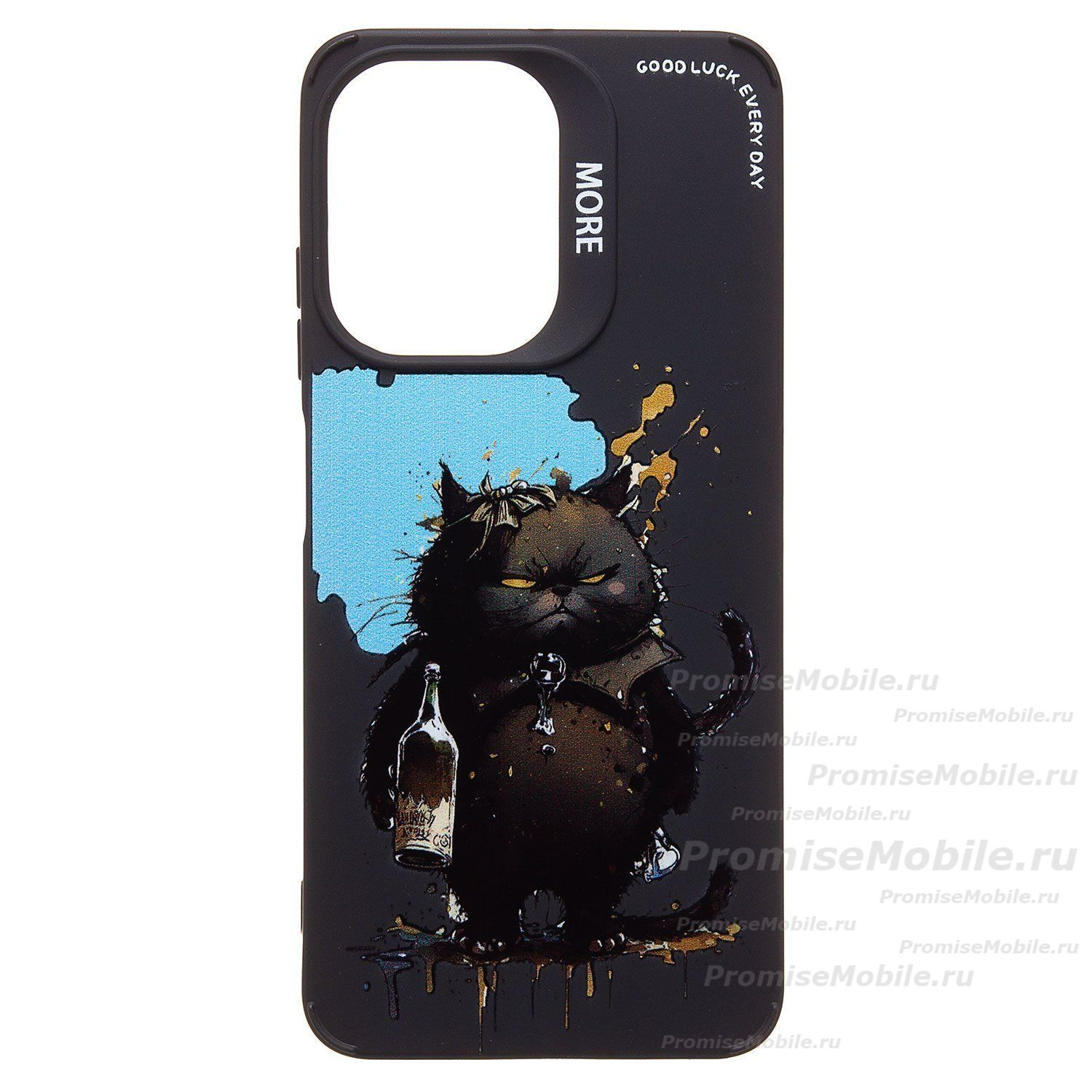 Чехол для Infinix Hot 30i (X669D) силиконовый (рис. 335/черный кот) <черный> ― 