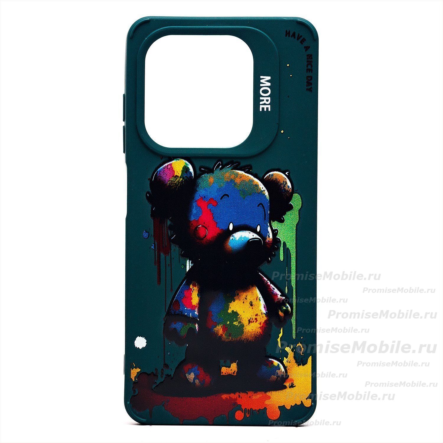 Чехол для Infinix Hot 40i (X6528B) силиконовый (рис. 335/медведь) <темно-зеленый> ― 
