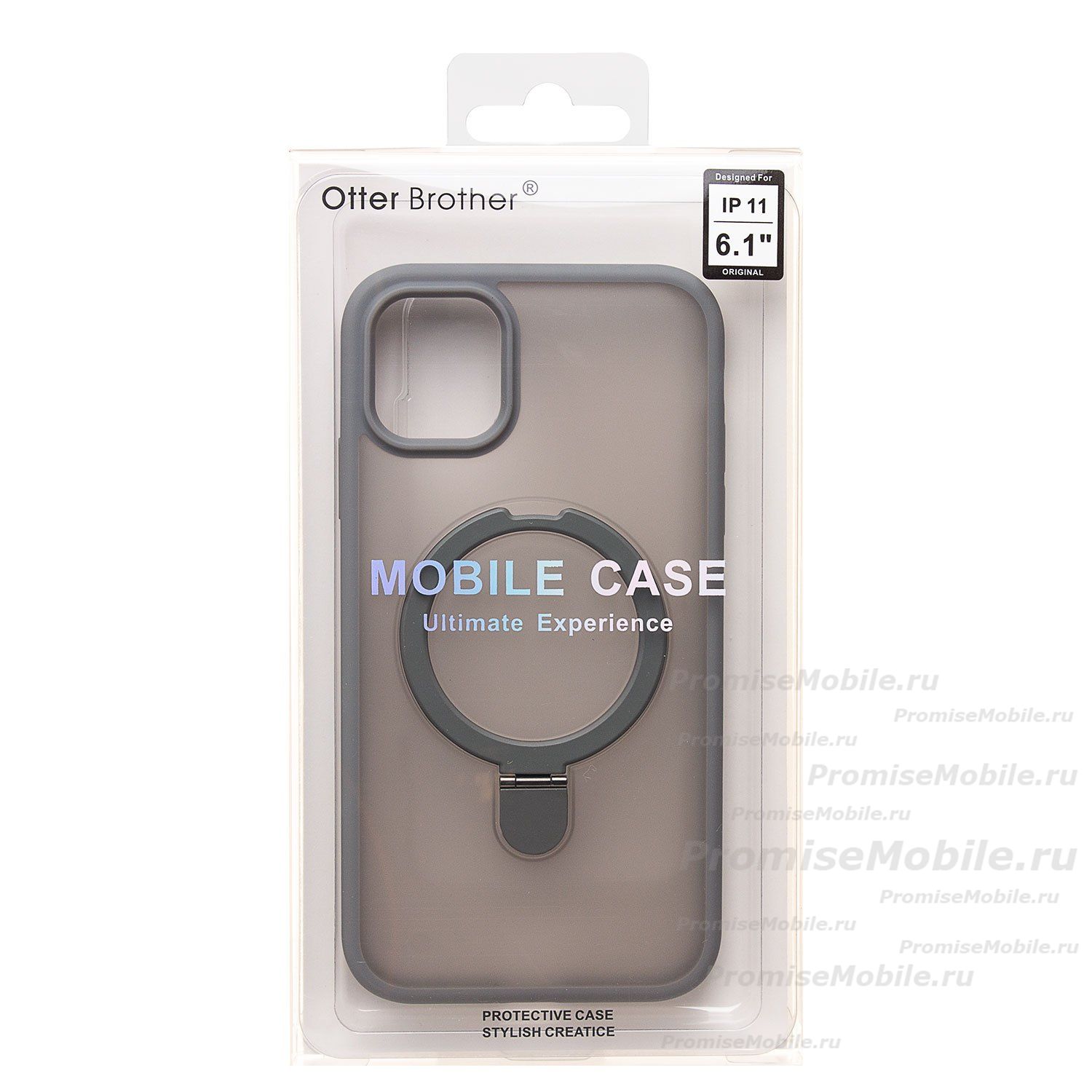 Чехол для Apple iPhone 11 силиконовый MagSafe с подставкой <серый> ― 