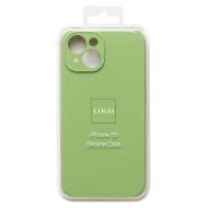 Чехол для Apple iPhone 15 силиконовый Soft Touch с закрытой камерой <зеленый> (премиум)