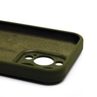 Чехол для Apple iPhone 15 Pro силиконовый Soft Touch с закрытой камерой <темно-зеленый> (премиум)