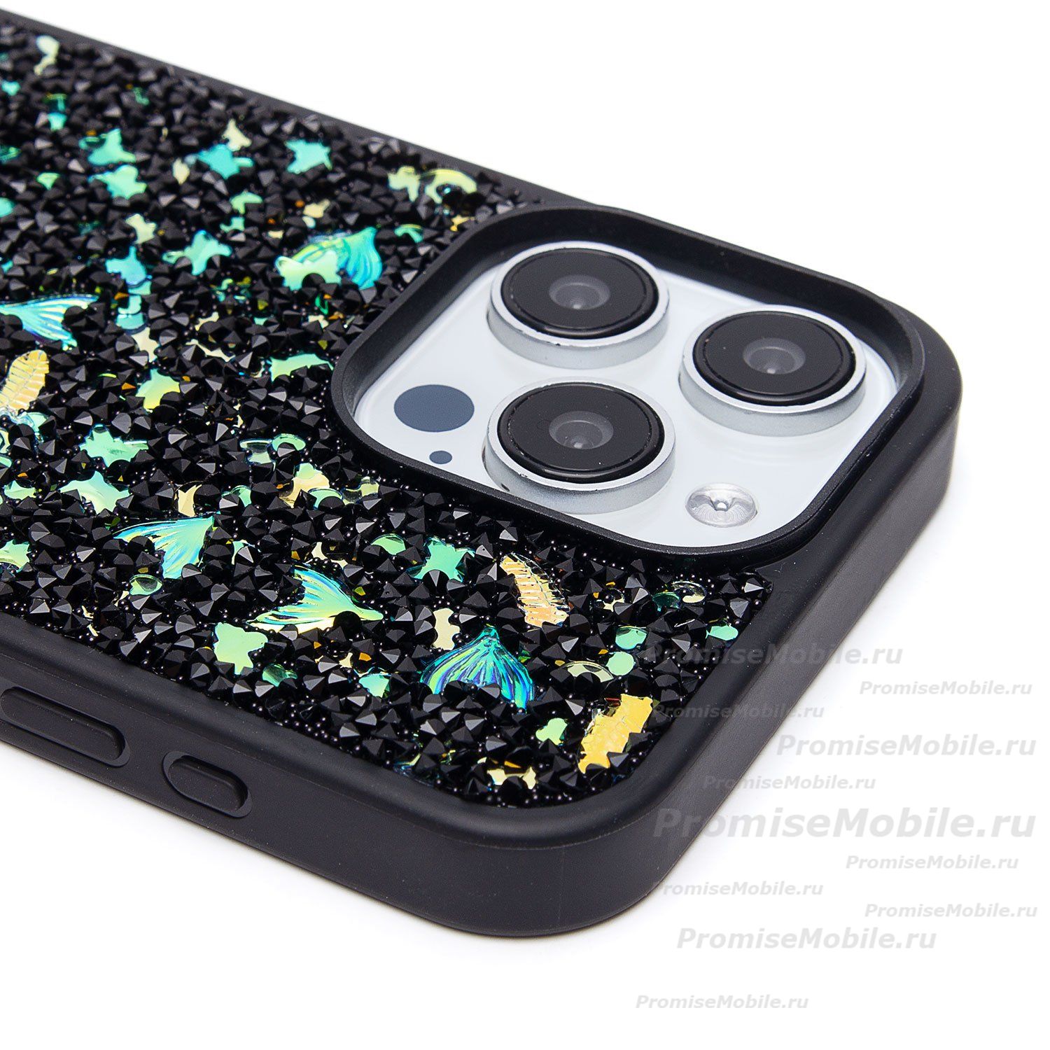 Чехол для Apple iPhone 15 Pro Max пластиковый POSH SHINE цветы <черный> ― 