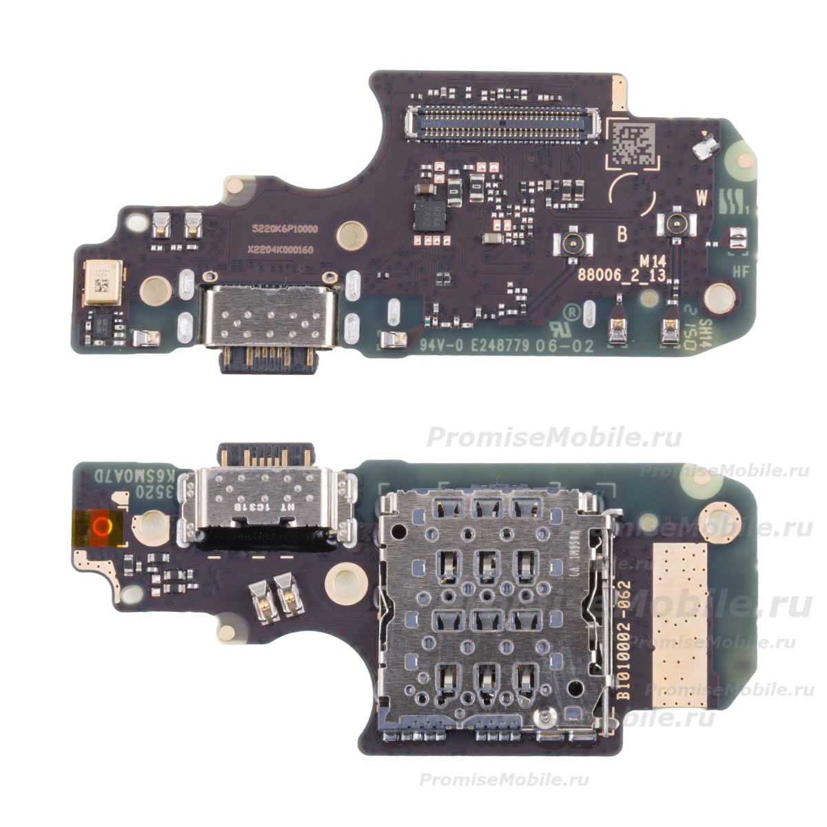 Плата нижняя для Xiaomi 2201116PG на системный разъем, разъем Sim-карты и микрофон (оригинал SP) ― 