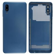 Задняя крышка для Samsung SM-A022F (Galaxy A02) со стеклом камеры <синий>
